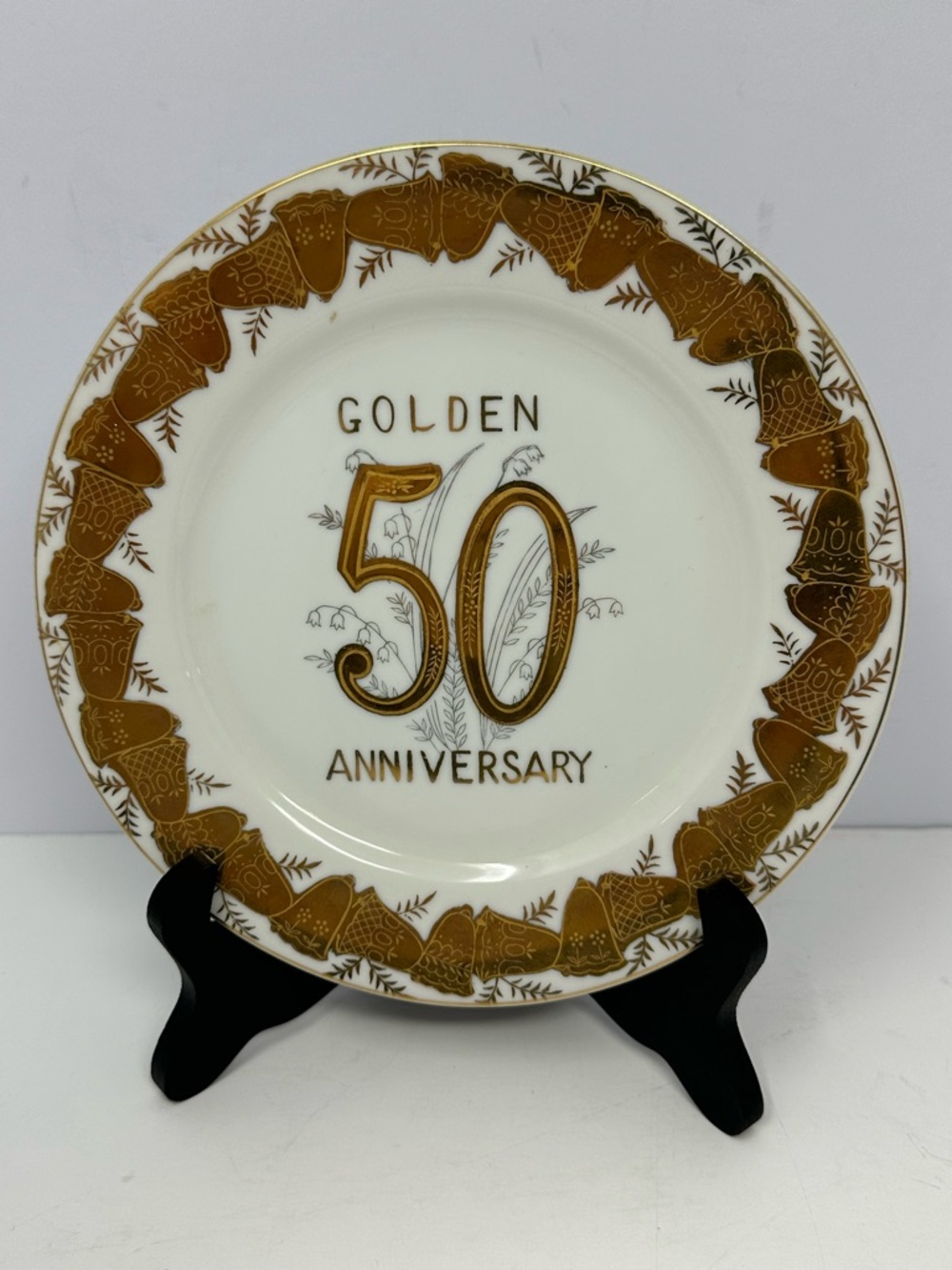 Vintage TMJ Golden 50th Anniversary Saucers Collectors Plate Japan Q7